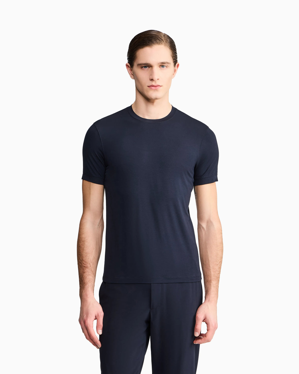 Jersey t-shirt in stretch viscose with a crew neck Icon