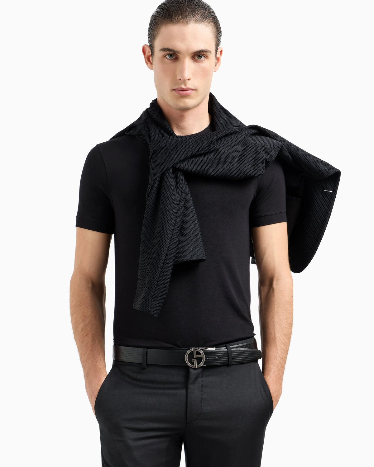 Jersey t-shirt in stretch viscose with a crew neck Icon