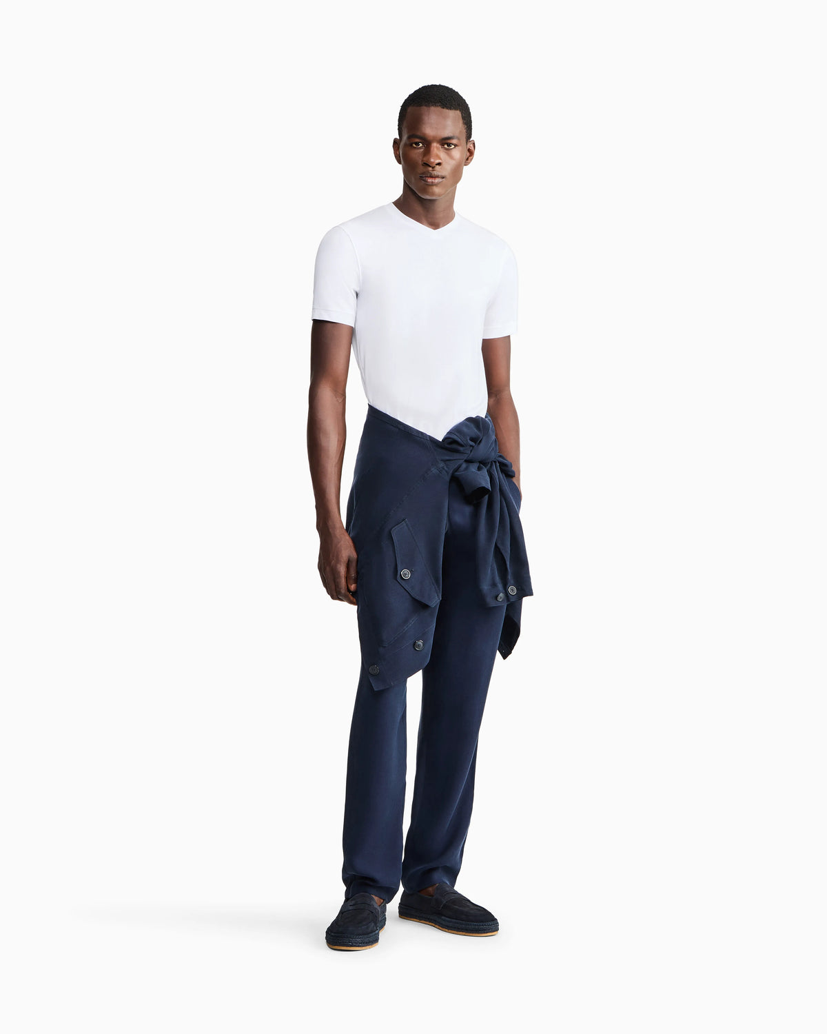 Jersey t-shirt with a V-neck in stretch viscose Icon
