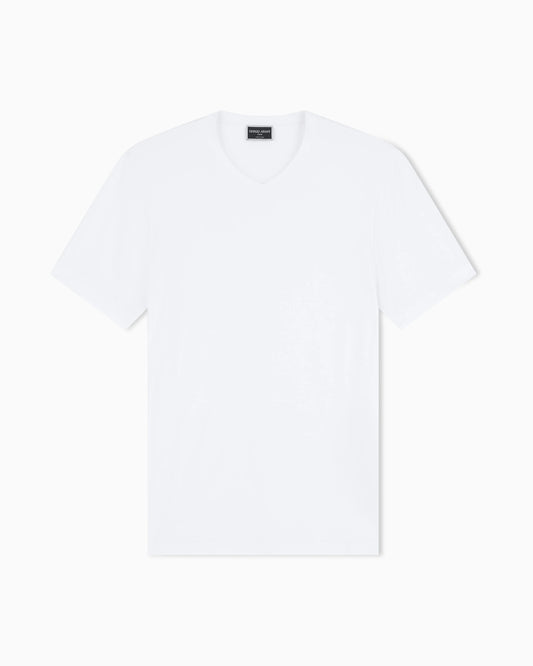 Jersey t-shirt with a V-neck in stretch viscose Icon