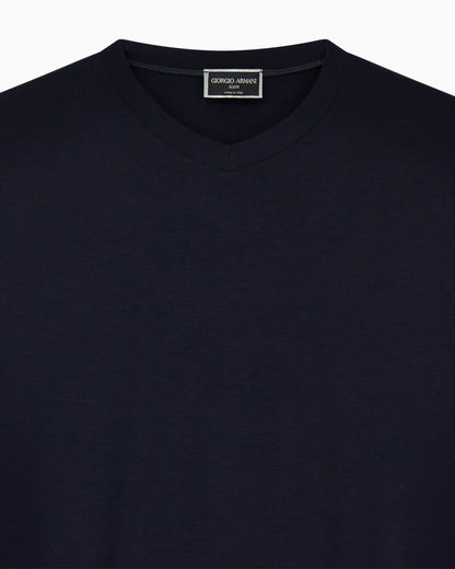 Jersey t-shirt with a V-neck in stretch viscose Icon
