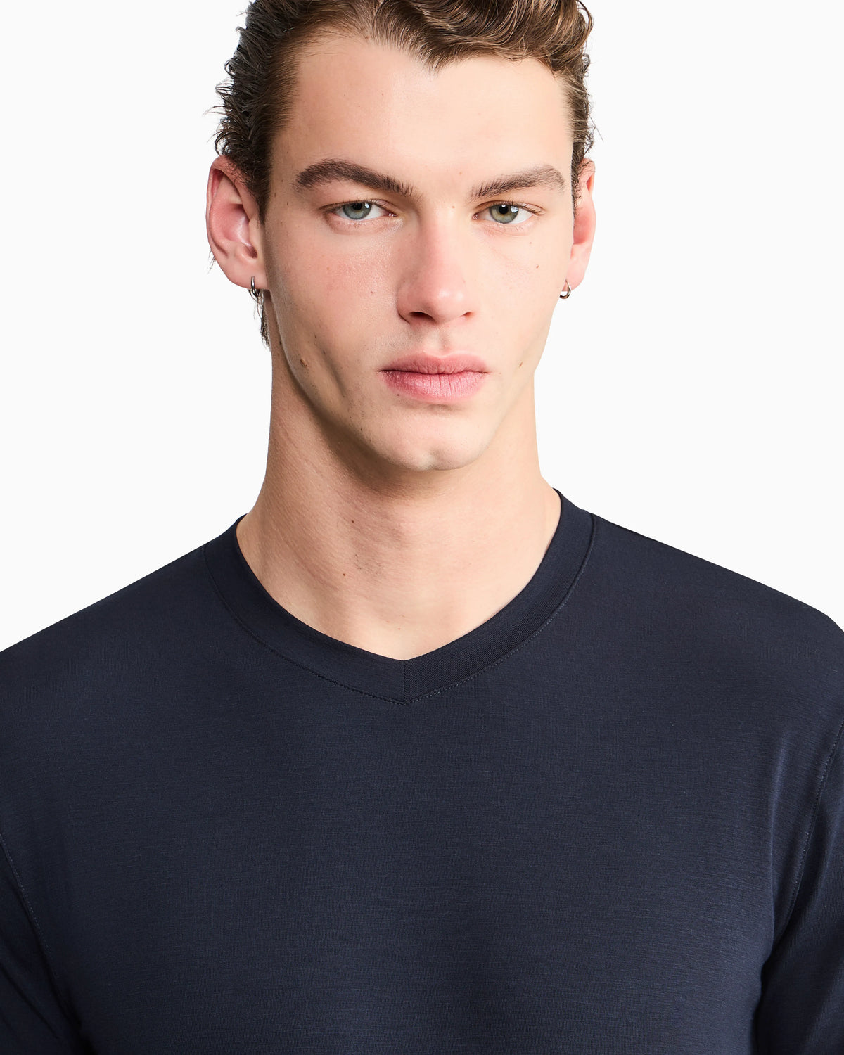 Jersey t-shirt with a V-neck in stretch viscose Icon