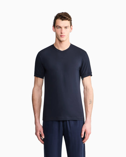 Jersey t-shirt with a V-neck in stretch viscose Icon