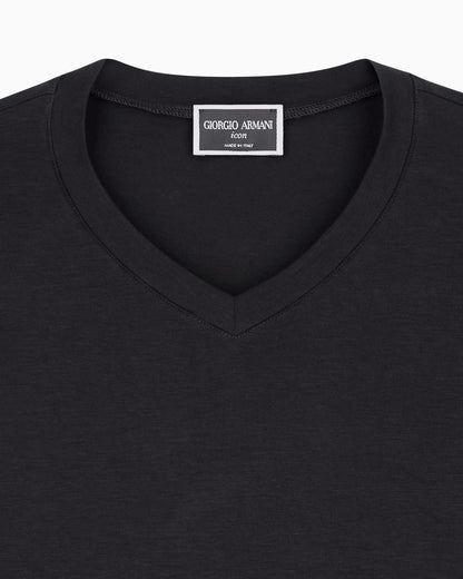 Jersey t-shirt with a V-neck in stretch viscose Icon