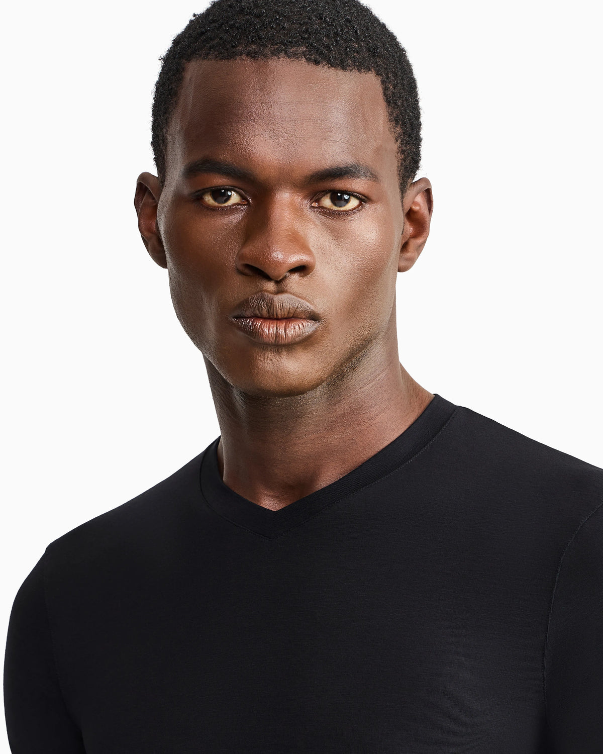 Jersey t-shirt with a V-neck in stretch viscose Icon