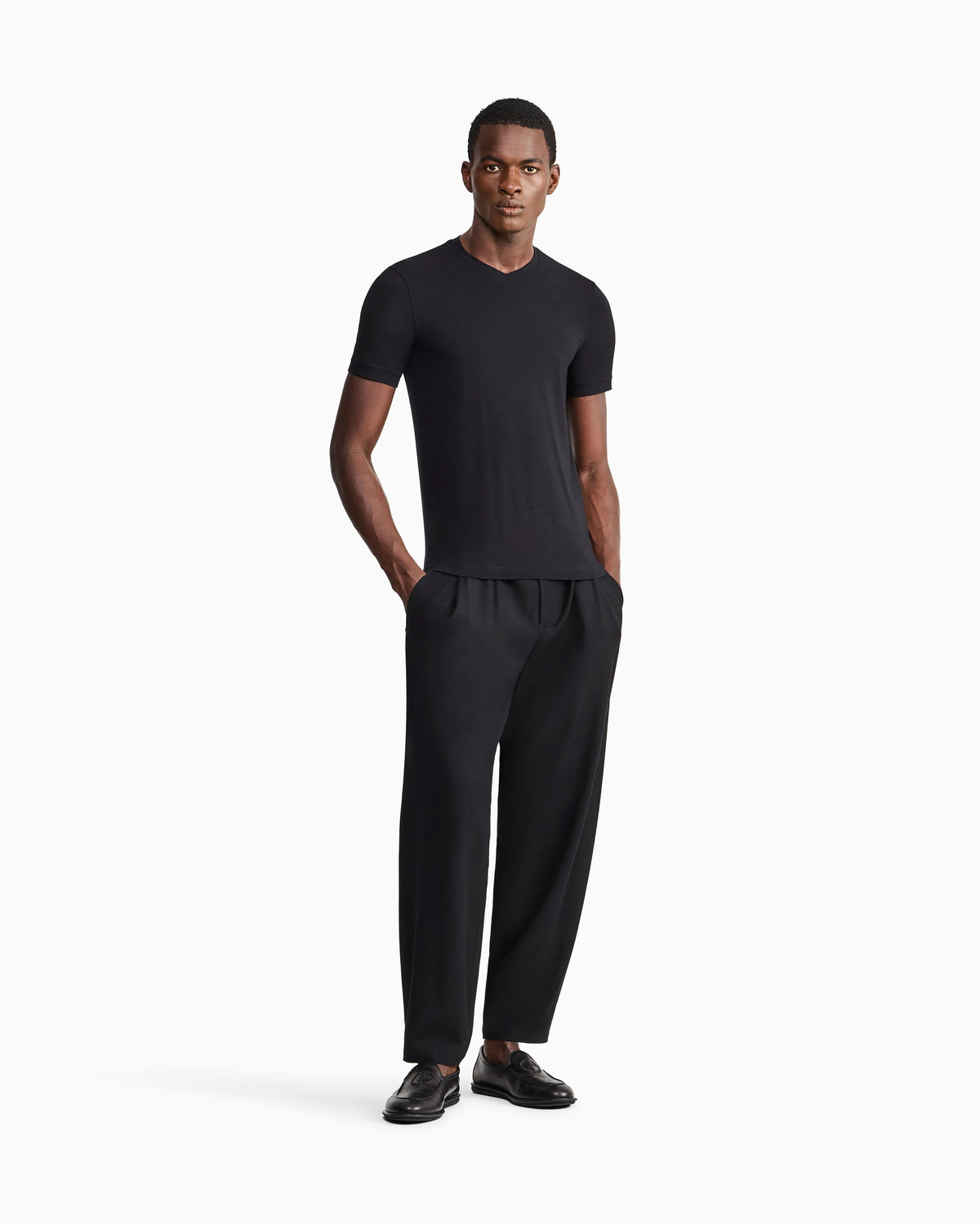 Jersey t-shirt with a V-neck in stretch viscose Icon
