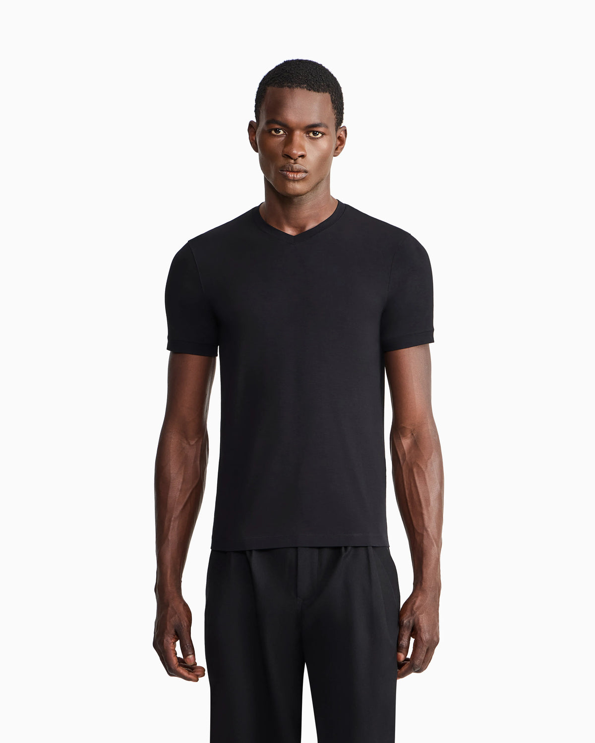 Jersey t-shirt with a V-neck in stretch viscose Icon