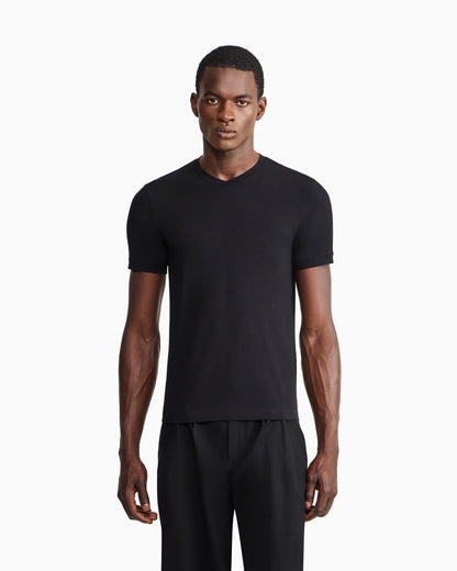 Jersey t-shirt with a V-neck in stretch viscose Icon