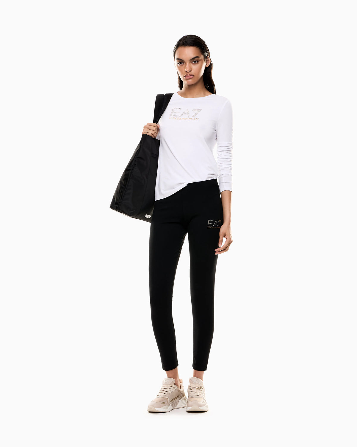 Jersey legging in stretch cotton with micro studs Evolution
