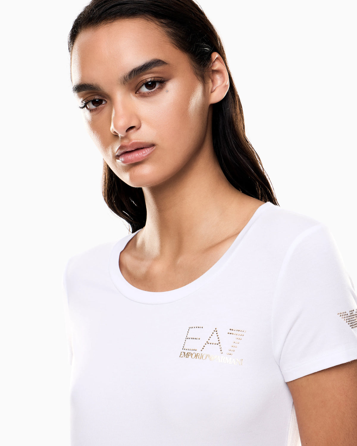 Stretch crew neck slim t-shirt with micro studs Evolution