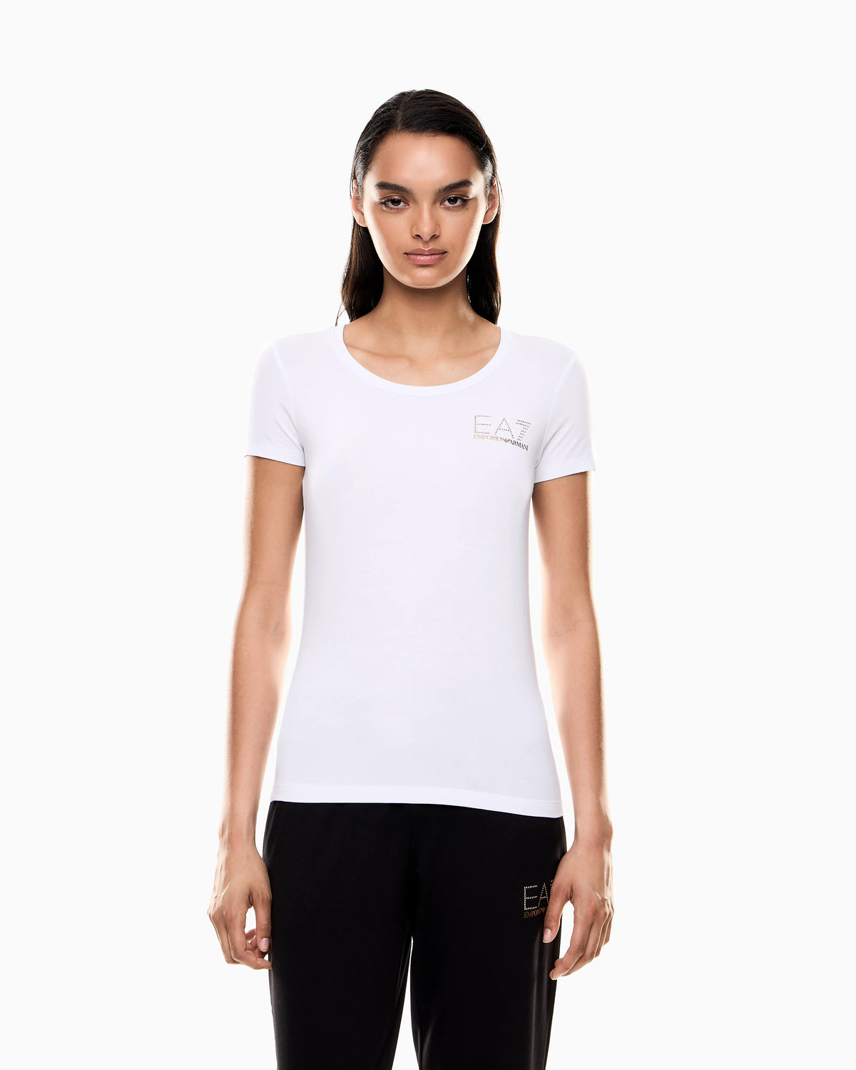 Stretch crew neck slim t-shirt with micro studs Evolution