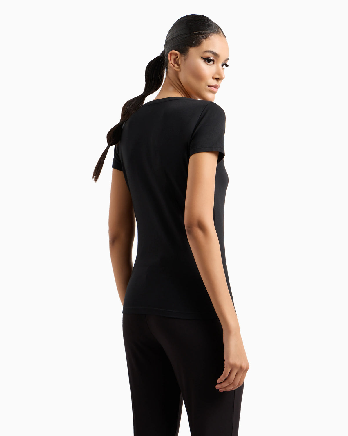 Stretch crew neck slim t-shirt with micro studs Evolution
