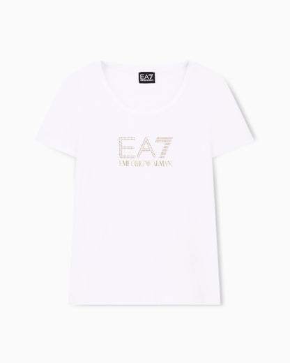 Stretch t-shirt in cotton with logo and studs Evolution