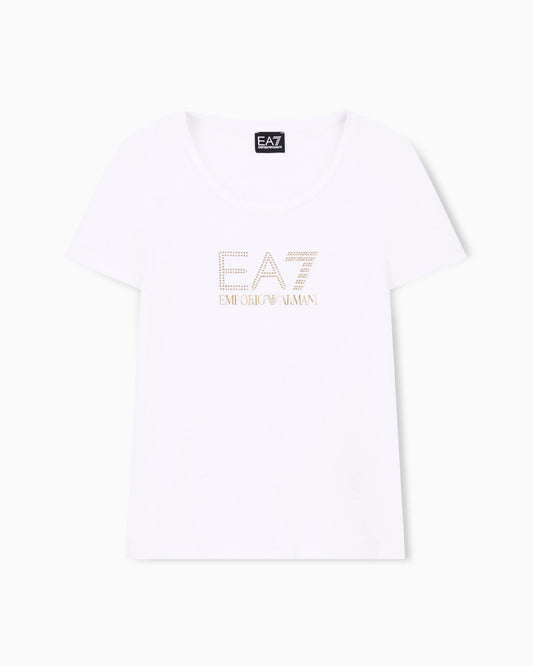 Stretch t-shirt in cotton with logo and studs Evolution
