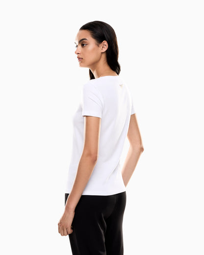 Stretch t-shirt in cotton with logo and studs Evolution