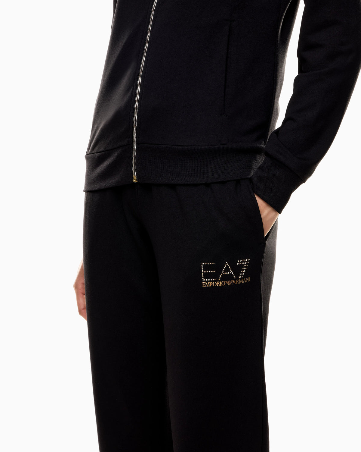 Viscose suit with a zip-up hoodie and micro-studs Tracksuit