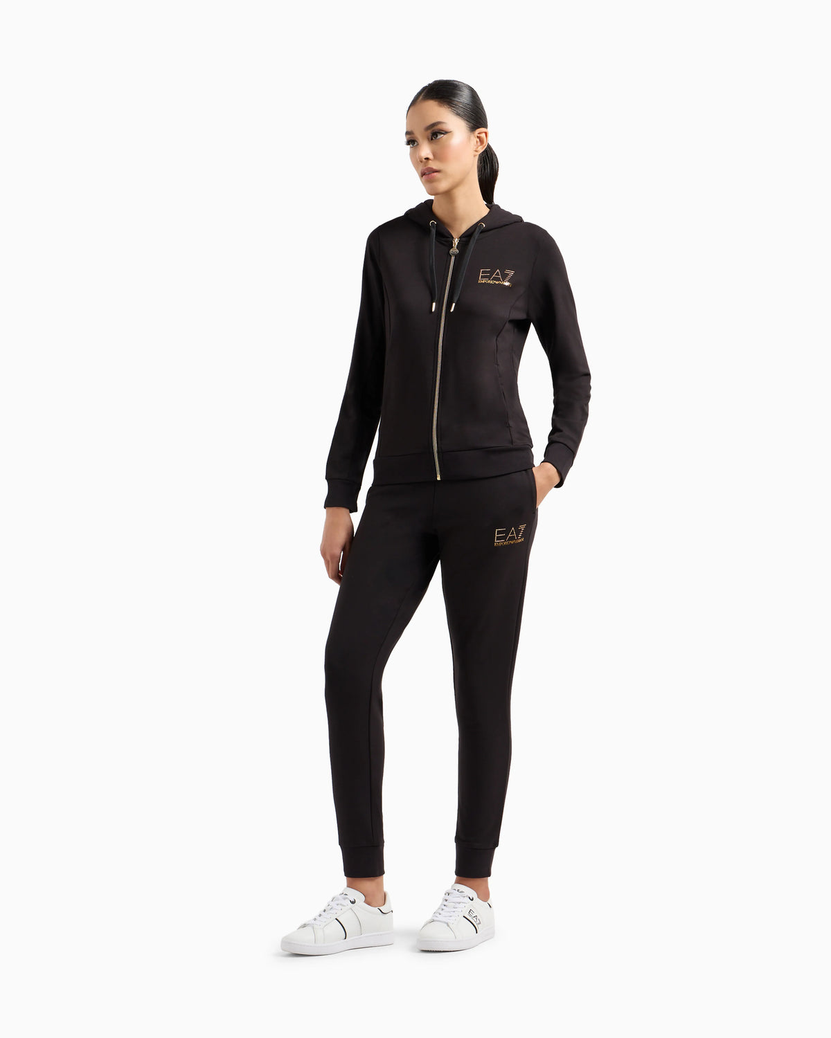Viscose suit with a zip-up hoodie and micro-studs Tracksuit