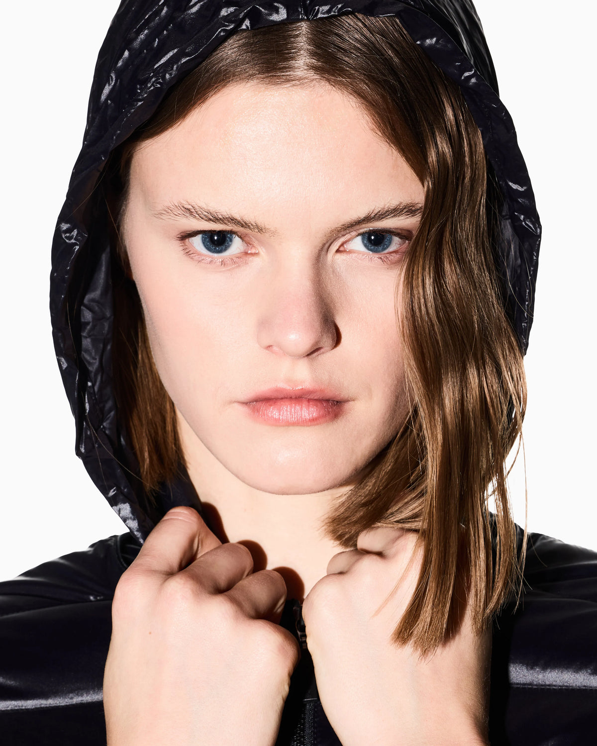 Shiny fabric down jacket