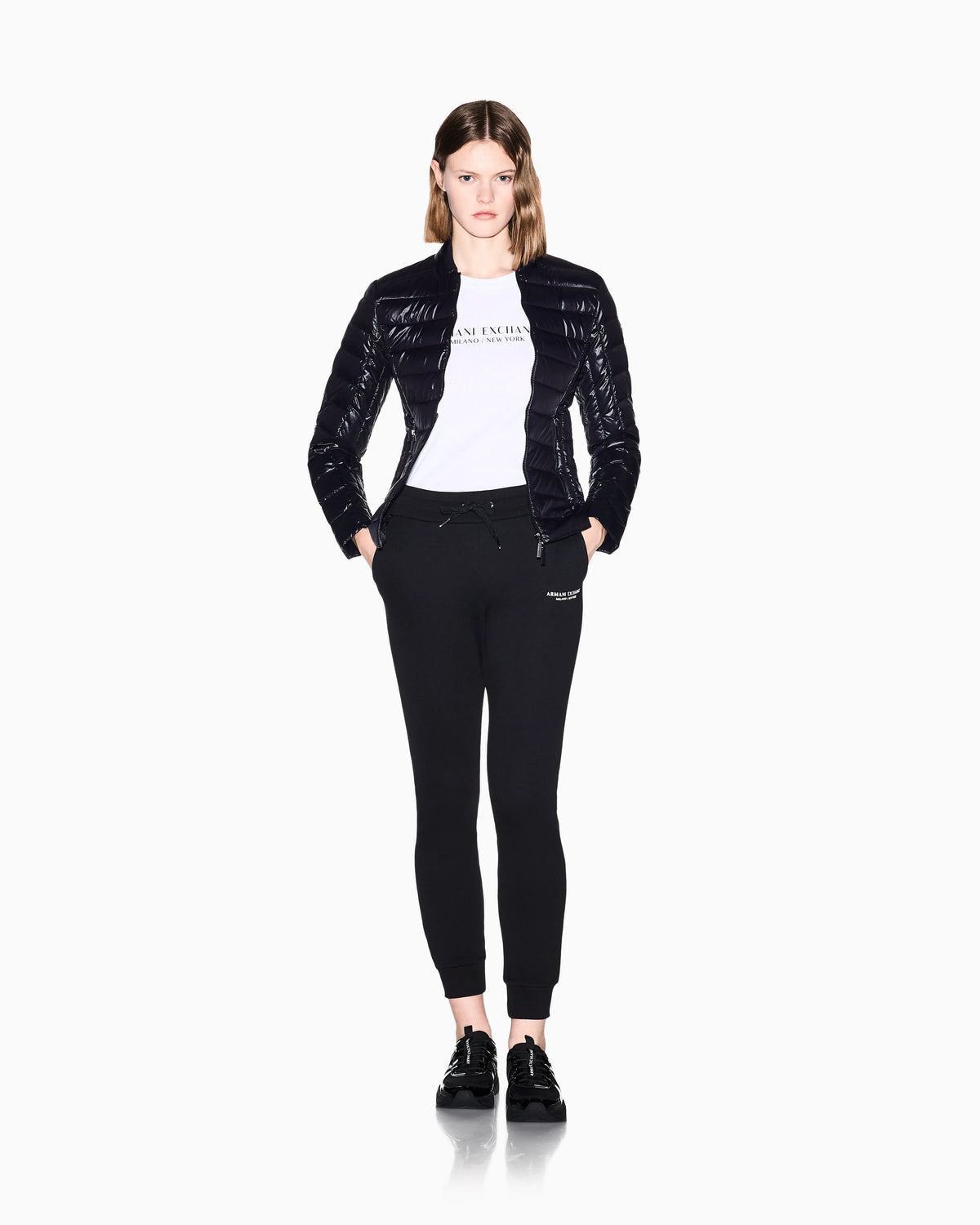 Shiny fabric down jacket