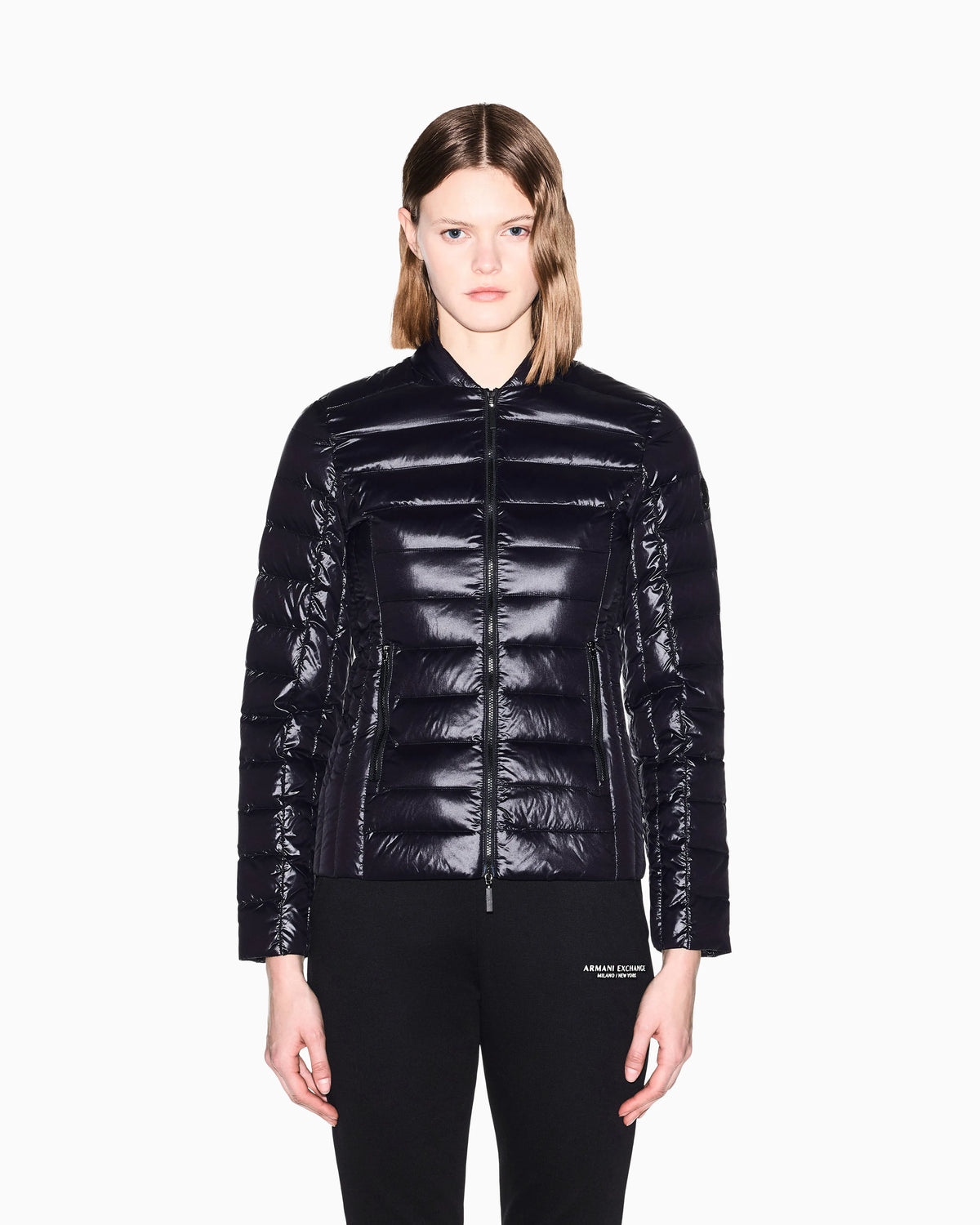 Shiny fabric down jacket