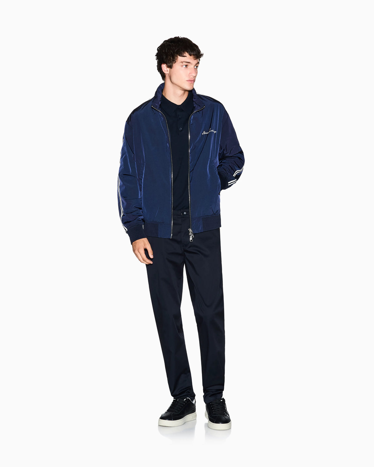 Contrasting bands jacket with zip