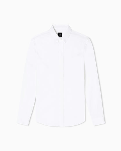 Slim-fit dress shirt in stretch cotton satin Essential
