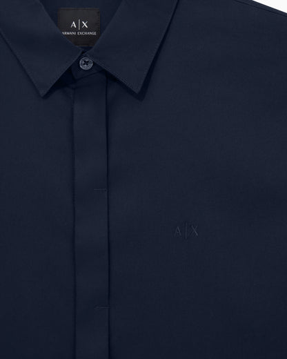 Slim-fit dress shirt in stretch cotton satin Essential