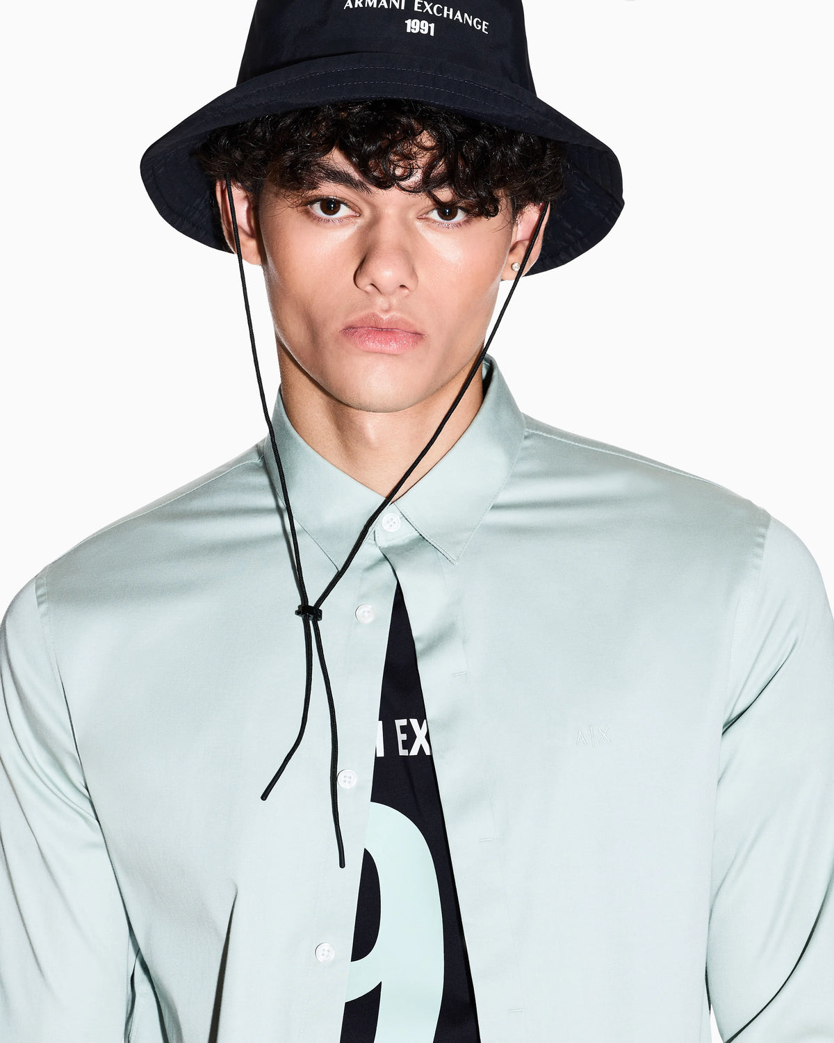 Slim-fit dress shirt in stretch cotton satin Essential