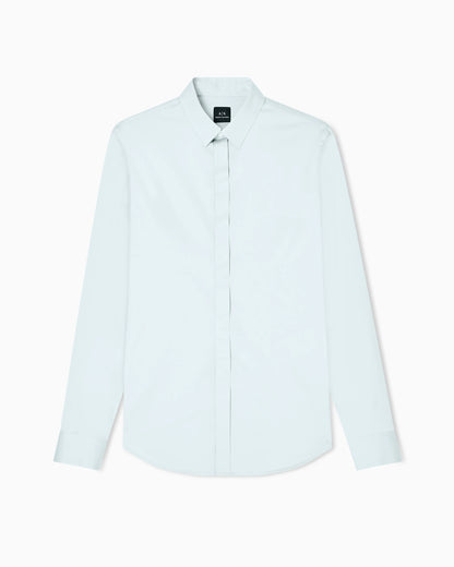 Slim-fit dress shirt in stretch cotton satin Essential