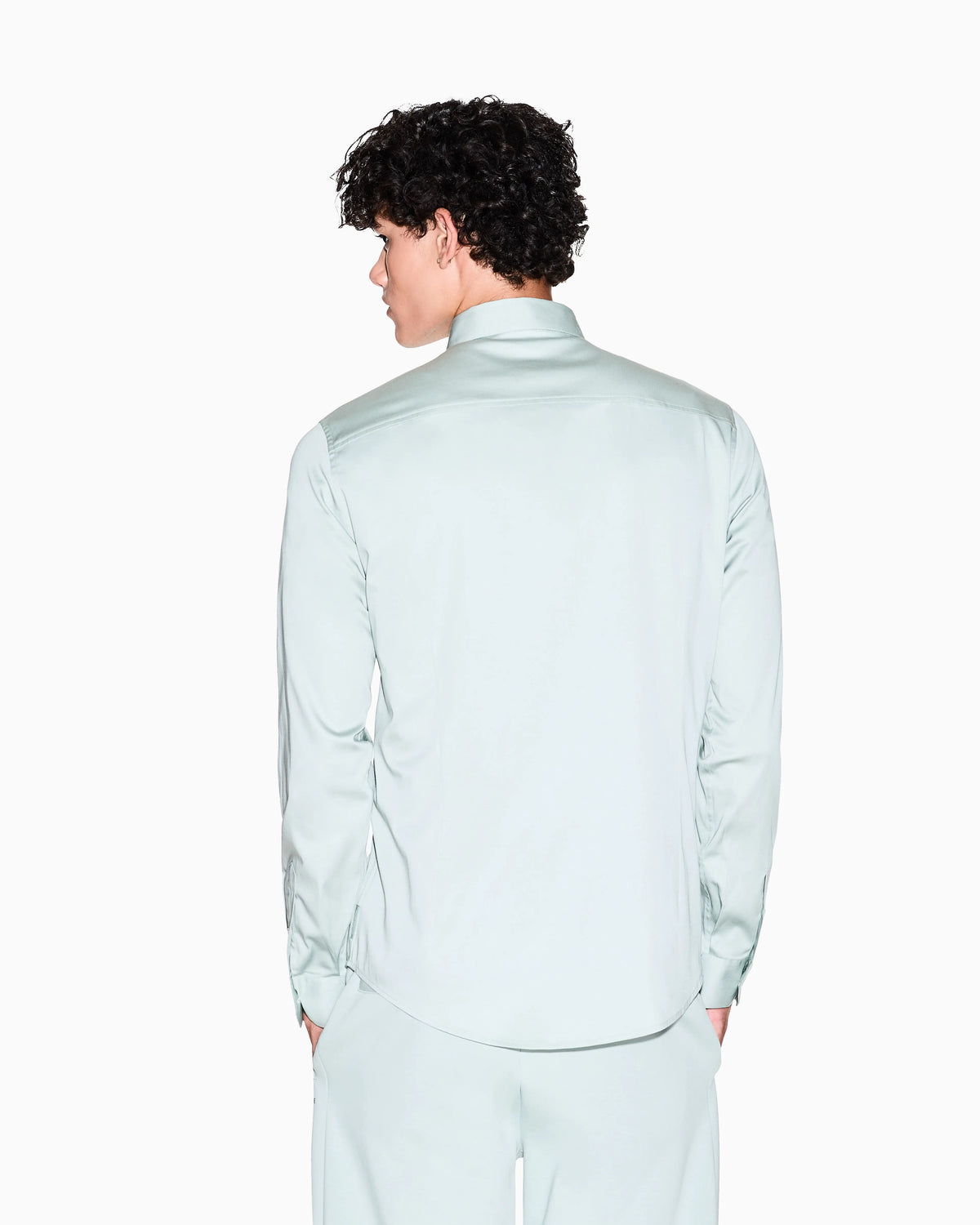 Slim-fit dress shirt in stretch cotton satin Essential