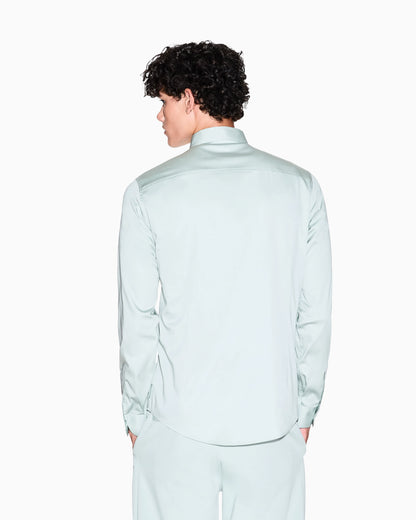 Slim-fit dress shirt in stretch cotton satin Essential