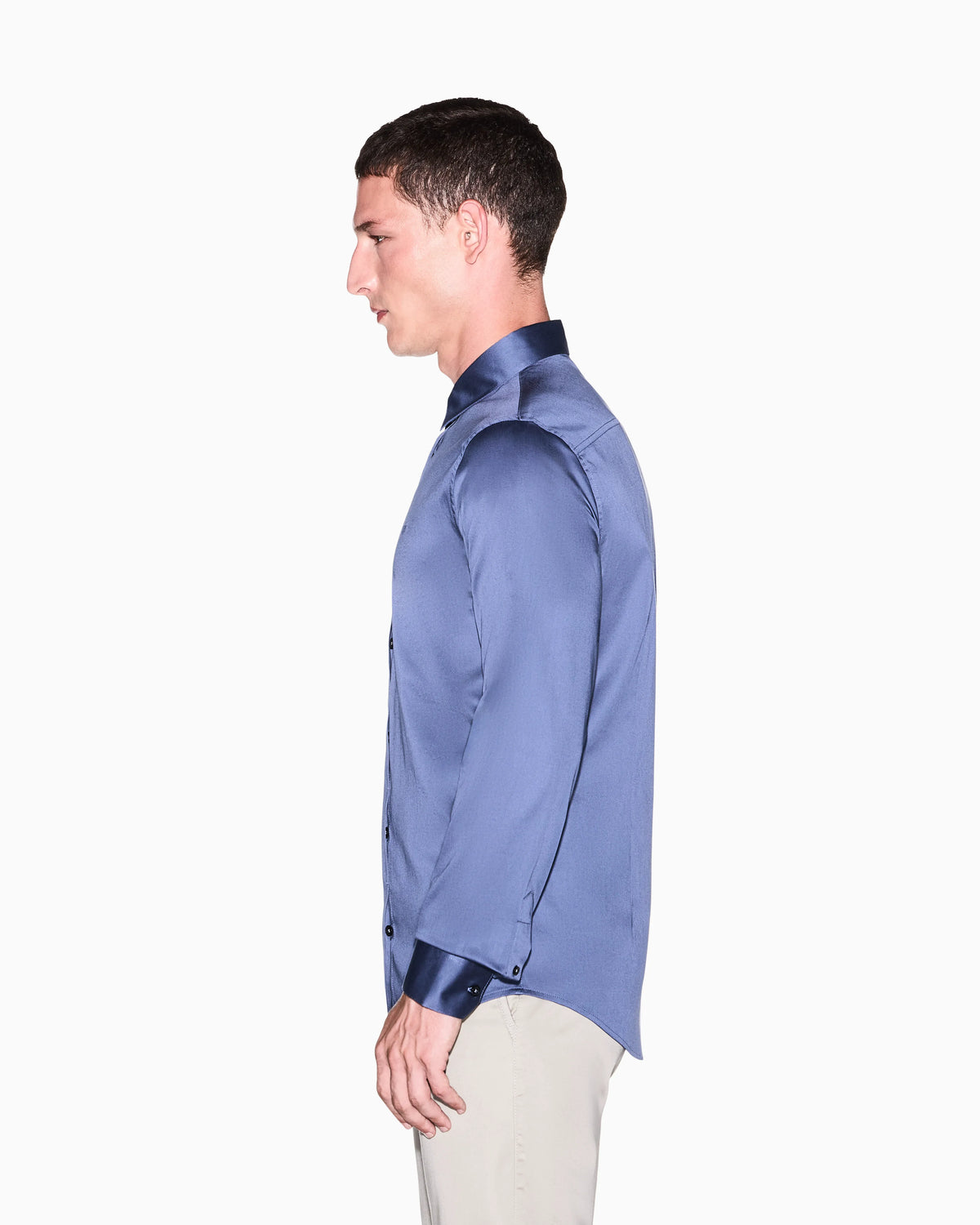 Slim-fit dress shirt in stretch cotton satin Essential