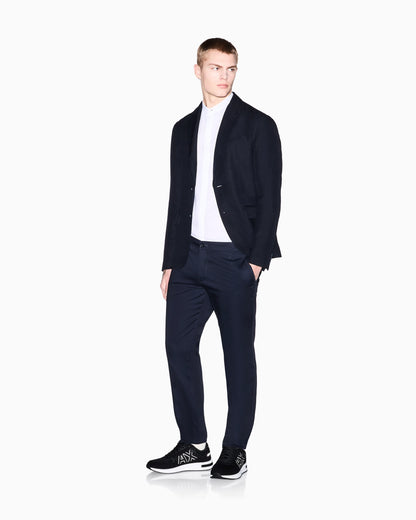 Two-button jacket in linen and viscose