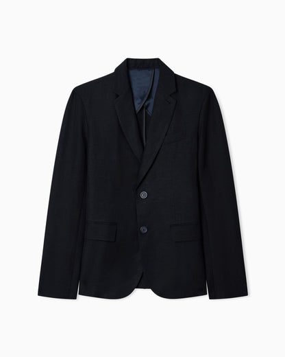 Two-button jacket in linen and viscose