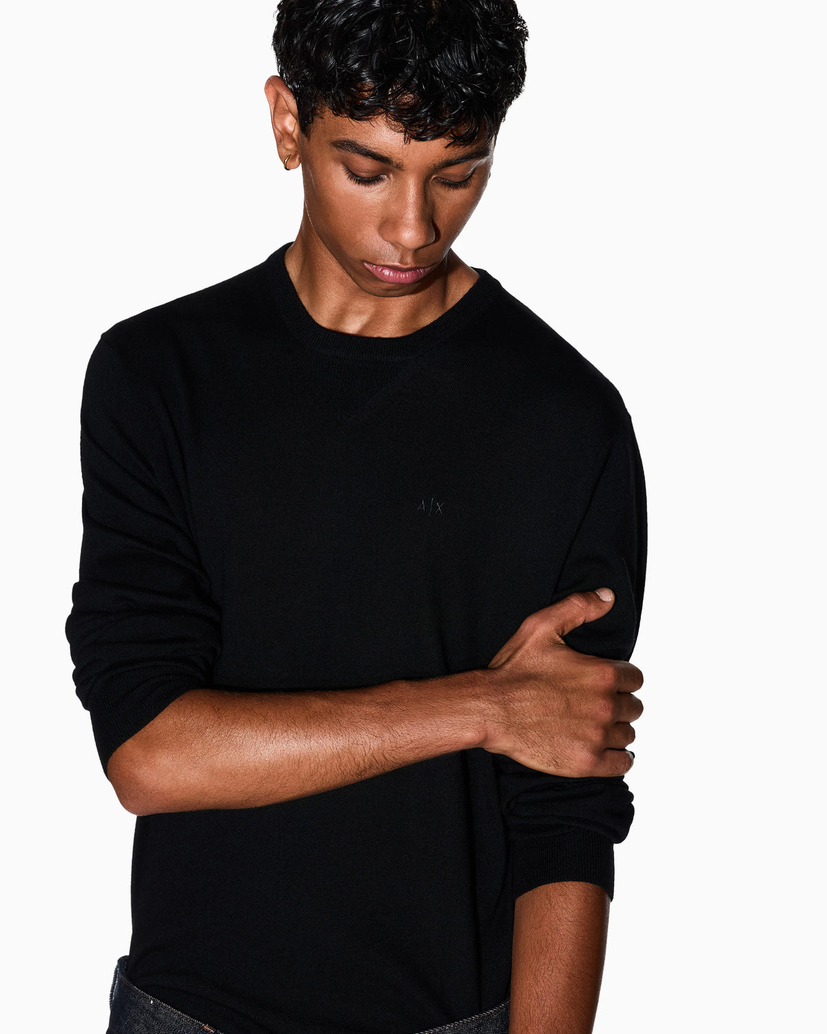 Crewneck sweater in lightweight merino wool