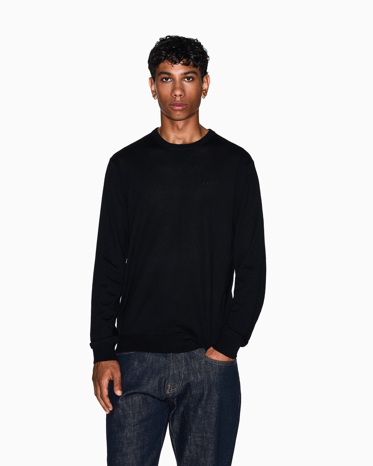 Crewneck sweater in lightweight merino wool