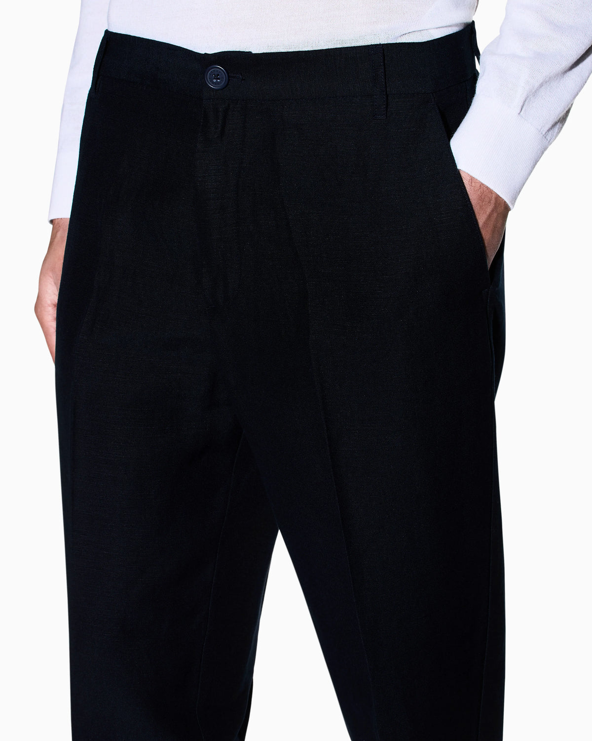 Poplin trousers in linen and viscose