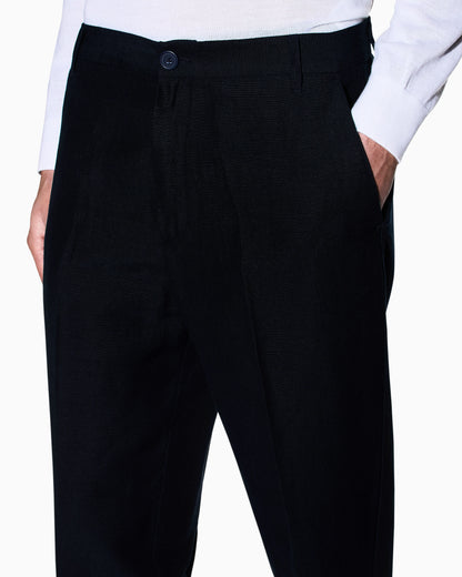 Poplin trousers in linen and viscose