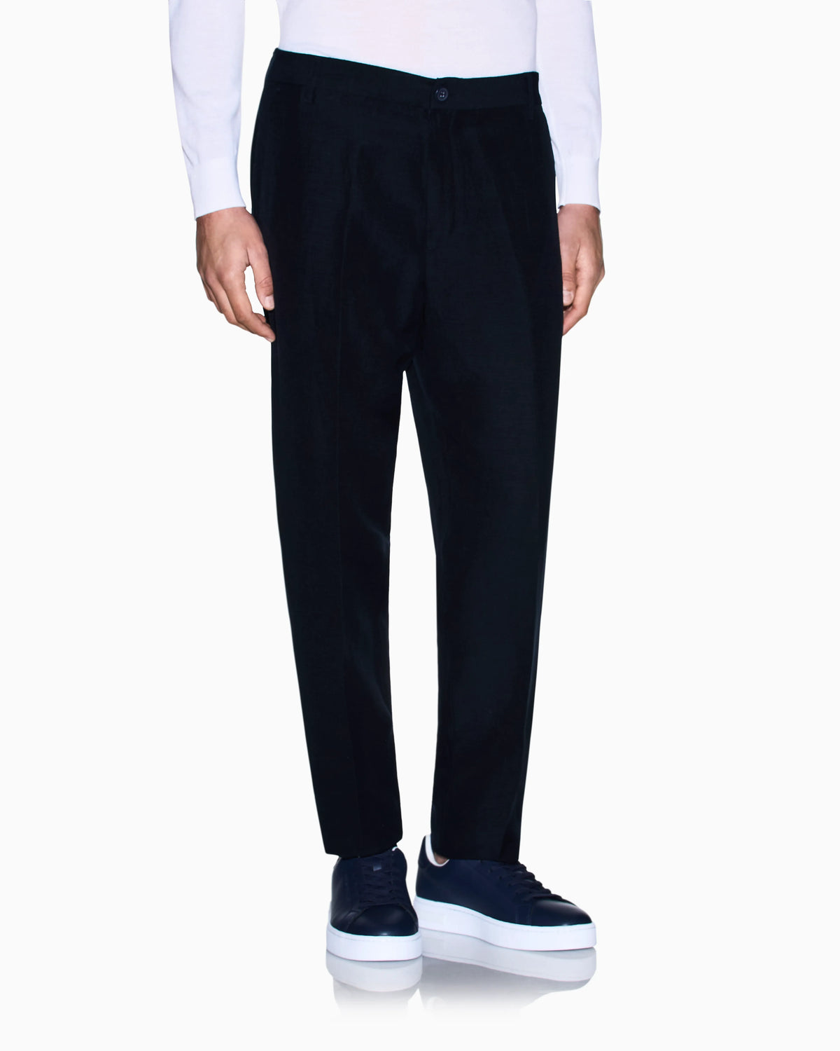Poplin trousers in linen and viscose