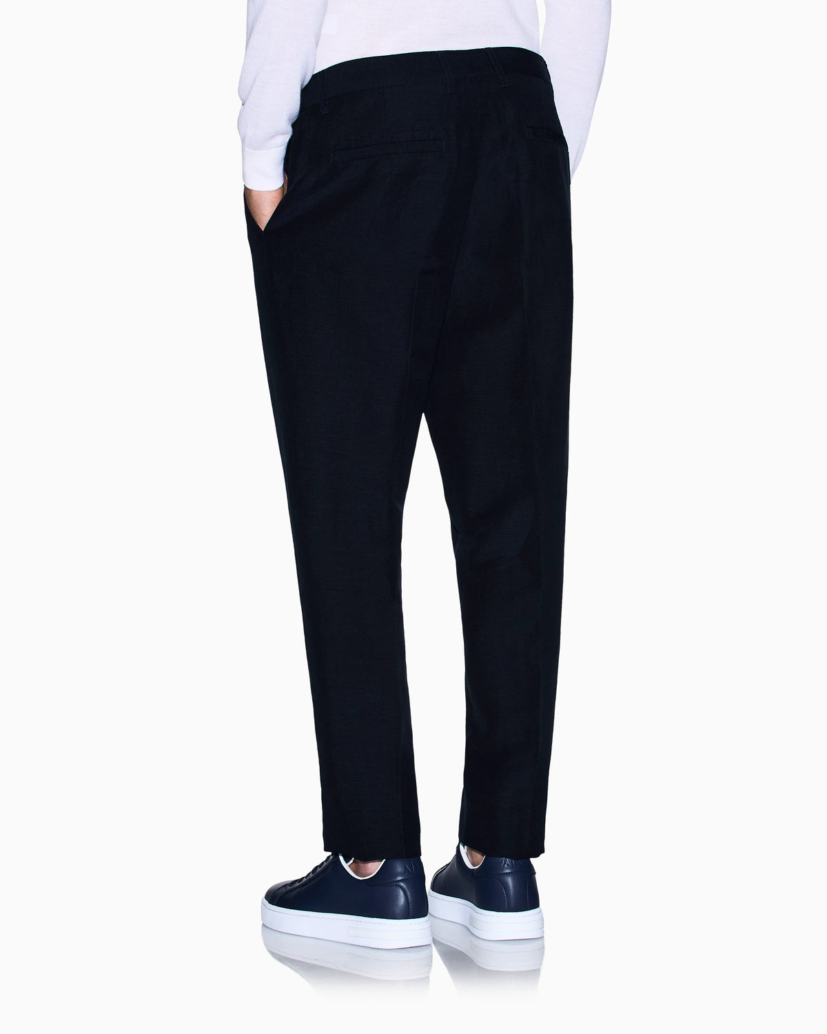 Poplin trousers in linen and viscose