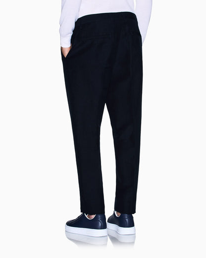Poplin trousers in linen and viscose