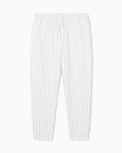Jogger pants in fabric with allover logo pattern