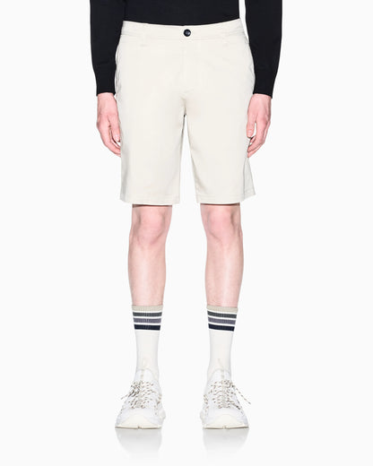Flat front chino shorts in stretch cotton satin Essential