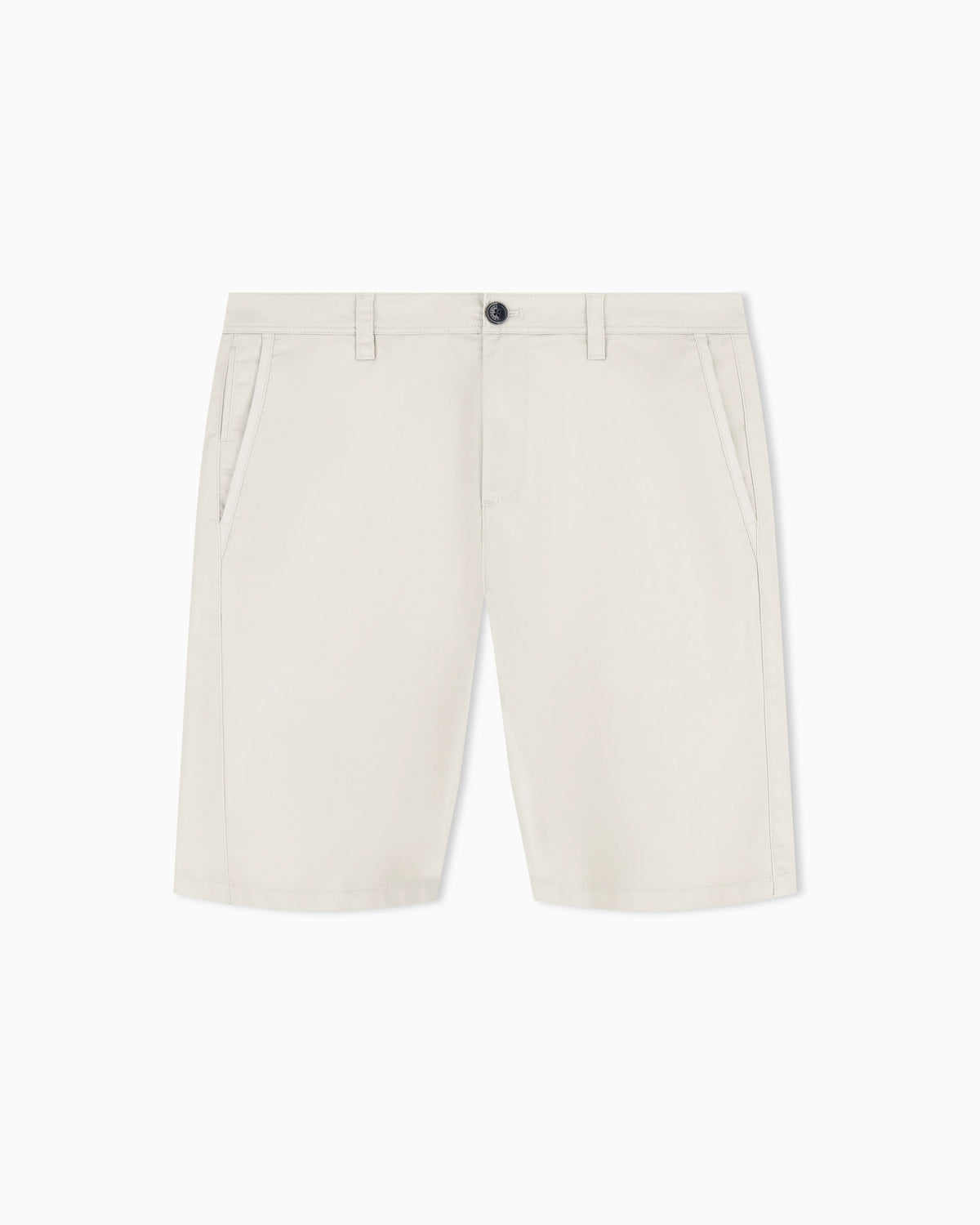 Flat front chino shorts in stretch cotton satin Essential