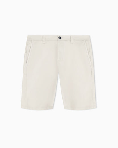 Flat front chino shorts in stretch cotton satin Essential