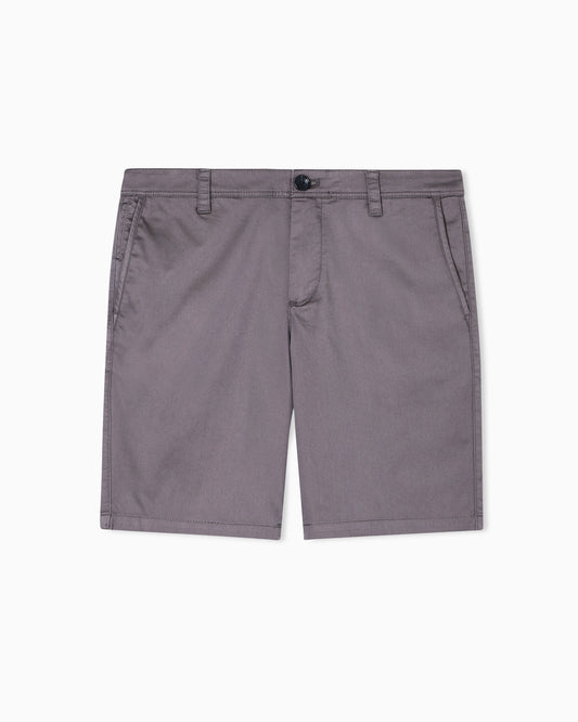 Flat front chino shorts in stretch cotton satin Essential