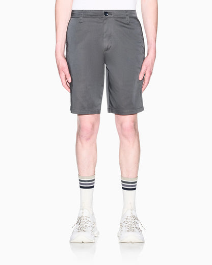Flat front chino shorts in stretch cotton satin Essential