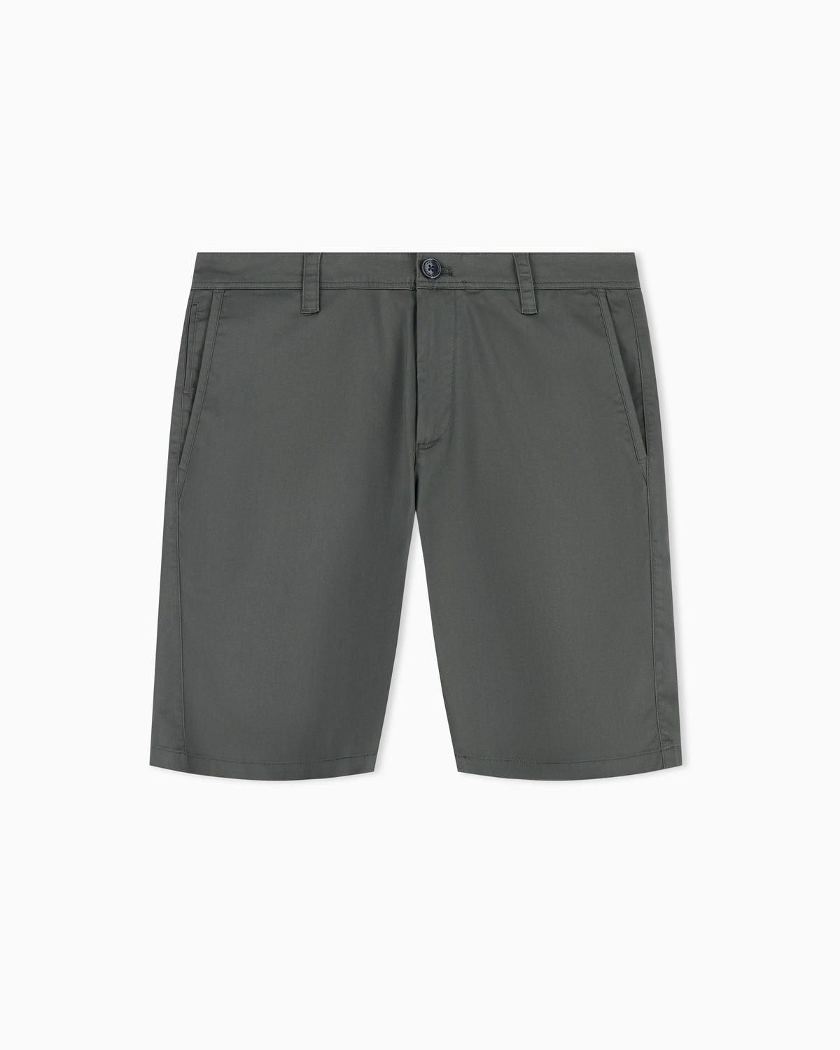 Flat front chino shorts in stretch cotton satin Essential