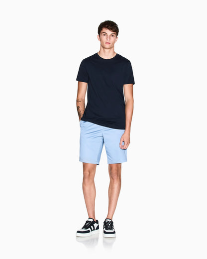 Flat front chino shorts in stretch cotton satin Essential