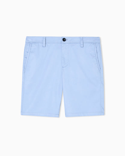 Flat front chino shorts in stretch cotton satin Essential